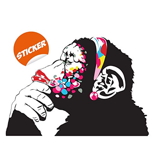 Denkende weibliche Affen Wandkunst Druck Aufkleber - Banksy Smart Thinker Girl Schimpansen Aufkleber - Street Vinyl Thought Baby Shower Wasserdichte Aufkleber