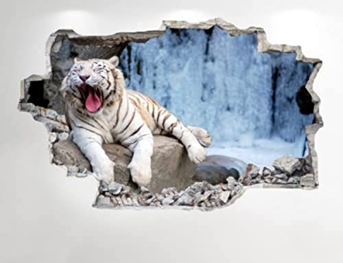 Weißer Tiger Wandtattoo 3D Look - Schlafzimmer Wohnzimmer Natur Tier Wandtattoo Z67