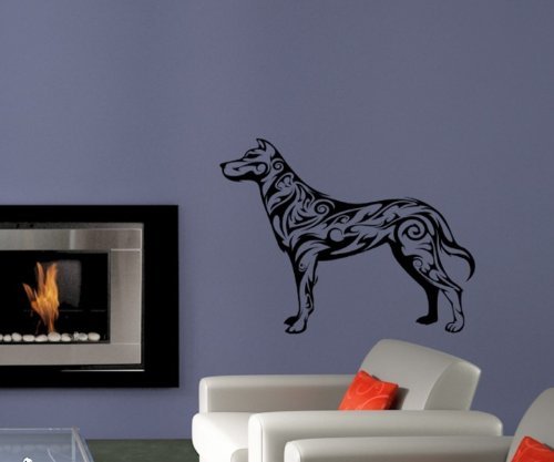 Wandtattoo Hund Tier Haustier Wand Dekoration Sticker Aufkleber Wandtattoo 1B001, Farbe:Beige glanz;Breite vom Motiv:50cm