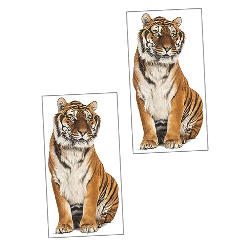 DIYEAH 2 Sätze Wandtattoo Tiger Kreative Wandaufkleber Für Innenräume Selbstklebend Und Abnehmbar Für Wände Fenster Und Türen Lebhaftes Tiger Muster 2 Stück * 2