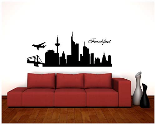 Samunshi® Wandtattoo Frankfurt Skyline in 5 Größen und 19 Farben (100x42cm türkis)