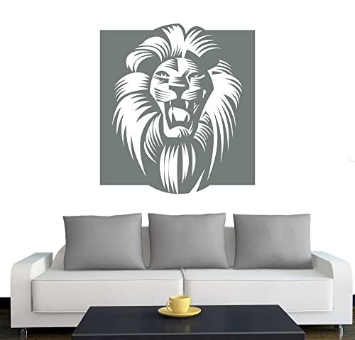 Klebesüchtig A060 Wandtattoo Afrika Löwe 65cm x 60cm grau - Dekoration - Bad - Wohnzimmer - Aufkleber - Wandsticker