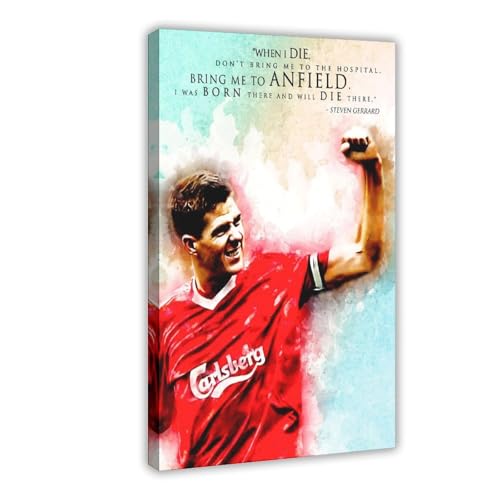 WANGCYJS Steven Gerrard Fußballspieler-Poster, Leinwand-Poster, Schlafzimmer, Dekoration, Landschaft, Büro, Raumdekoration, Geschenkrahmen: 30 x 45 cm