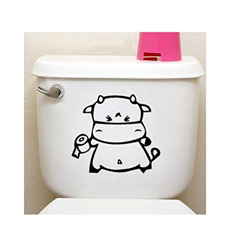homemay PVC Wandtattoo Aufkleber Kühe WC WC-Aufkleber Cute Aufkleber Dekorative Fliesen für bathroomwallpaper43 cm x 20 cm, schwarz, 43 cm x 20 cm