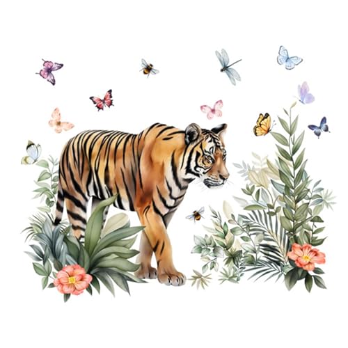ycezw Tiger Wandtattoo – Dschungel-Tiger-Tier-Wandkunst-Aufkleber, Tiger-Dekoration, Wandkunst-Aufkleber für Wohnzimmer, Spielzimmer, Kinderzimmer