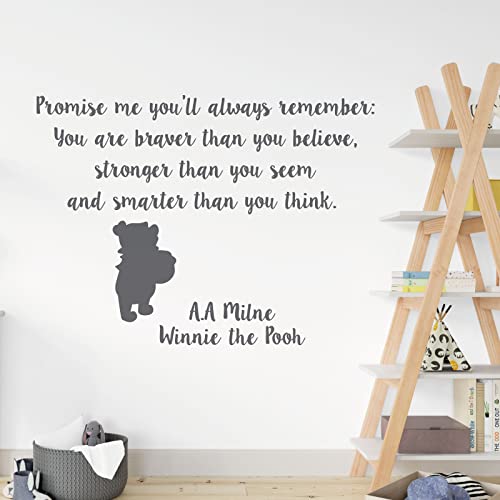 Winnie the Pooh Wandtattoo / Wandaufkleber, Motiv  You are braver than you believe, stronger than you seem , Dunkelgrau