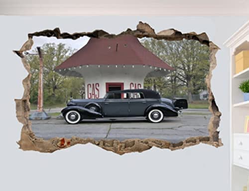 Wandtattoo Poster Nostalgischer Vintage Retro CAR 3D Zertrümmerter Wandaufkleber Raumdekoration Aufkleber Wandbild