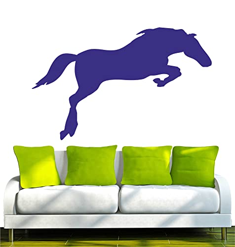 INDIGOS UG WANDTATTOO w308 Pferd Pferde Tier Hufeisen Wandaufkleber 80x50cm, blau - Dekoration Fensterfolie - Wandaufkleber - Kinderzimmer Wohnzimmer Schlafzimmer Küche Badezimmer Büro Hotel