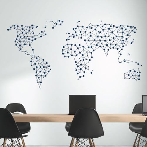 Wandsticker, Motiv: abstrakte Weltkarte,  Join the Dots 