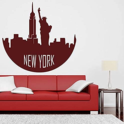 Wandtattoo Vinyl Wandtattoo New York Silhouette Rund USA Städte Skylines Wandtattoo Wohnzimmer 48X42 cm