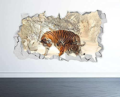 Tiger Wandtattoo 3D Look - Schlafzimmer Lounge Natur Tier Wandtattoo -50x70 cm