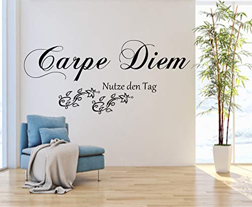 ##Carpe Diem-Nutze den Tag_Wandtattoo Wallsticker Spruch Wohnzimmer (83cm x 45cm)