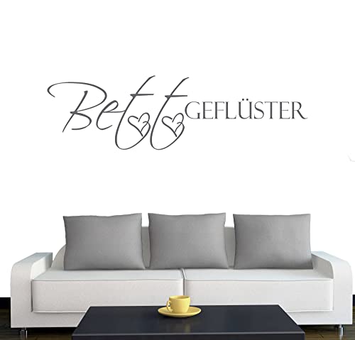 Klebesüchtig Wandtattoo Bettgeflüster 90cm x 25cm Silber Dekoration - Bad - Wohnzimmer - Aufkleber - Wandsticker
