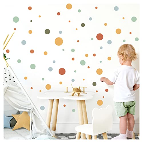 Little Deco Wandtattoo 120 Stück Kreise Set Wandsticker Punkte Mint gelb rot Kinderzimmer Babyzimmer Wandaufkleber Dots DL899-2