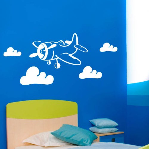 Ambiance-Live Wandtattoo Flugzeug oben die Wolke - 80 x 35 cm, Türkis