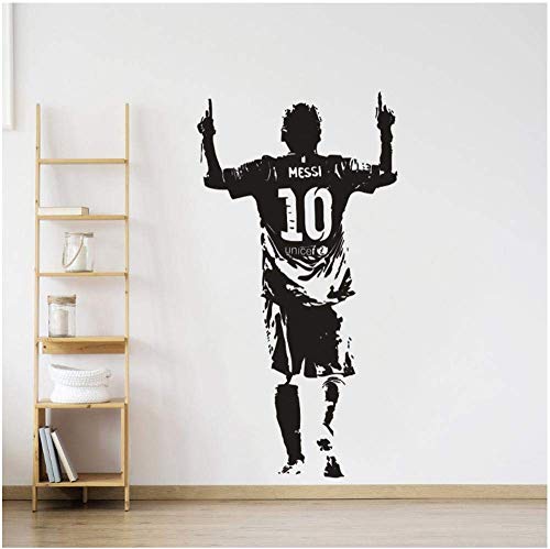 Vinyl Wandaufkleber Fußballspieler Wandtattoo Fußball Fußball Star Messi Wallpaper Poster Abnehmbarer Raumdekor Wandaufkleber 110Cmx57Cm