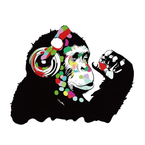 PLIGREAT 2 Blatt Banksy Thinking Monkeys Wandaufkleber Entfernbare Vinyl Wandaufkleber Straßenmusik Affen Graffiti Wandkunst Wandbilder Für Schlafzimmer Kinderzimmer Büro Zuhause Wanddeko