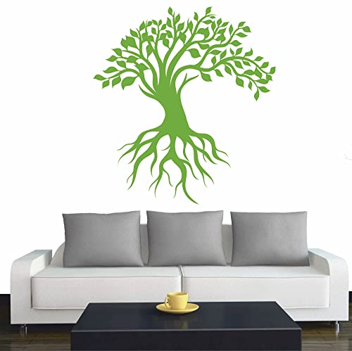 Indigos Wandtattoo - Baum des Lebens - 3 - Lebensbaum Weltenbaum - 120x120 cm - Lindgruen - Dekoration - Wandaufkleber - für Wohnzimmer Kinderzimmer Büro Schule Firma