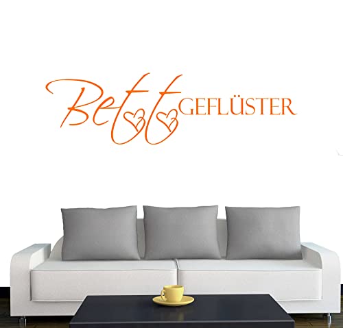 Klebesüchtig Wandtattoo Bettgeflüster 90cm x 25cm orange Dekoration - Bad - Wohnzimmer - Aufkleber - Wandsticker