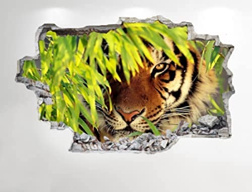 Tiger Wandtattoo 3D Look - Schlafzimmer Wohnzimmer Natur Tier Wandtattoo Z15-50x70 cm