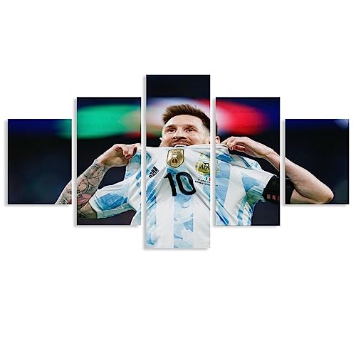 AScdap Messi Leinwandbild 5 Teilig Kunstdruck Modern Sport Fußball Wandbilder Wanddekoration Design Wand Bild