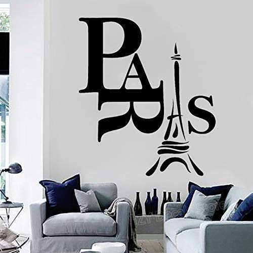 Paris Vinyl Wandtattoo Wohnzimmer Home Decoration Abnehmbare Eiffelturm Wandaufkleber Schlafzimmer Wanddekoration Wahrzeichen Gebäude 56X65Cm