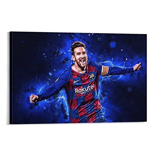 Messi - Fußball Star - 08x12inch(20x30cm) Leinwandbild. Wandbild Als Hintergrund Und Deko Für Wohnzimmer & Schlafzimmer. Aufgespannt Auf Holzrahmen, HD Bildqualität