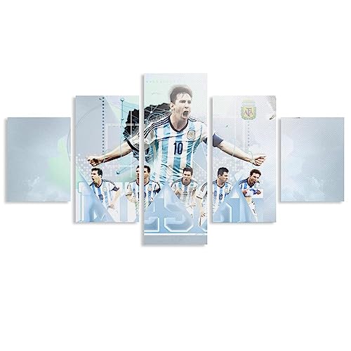 AScdap Messi Leinwandbild 5 Tlg Kunstdruck Modern Leinwand Sport Fußball Wandbilder Wanddekoration Design Wand Bild