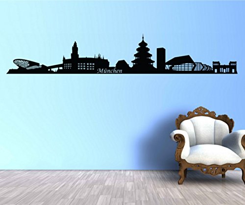 Wandtattoo München Stadt Skyline Wand Sticker Aufkleber Wandbild 1M024, Farbe:Braun Matt;Länge des Motives:100cm