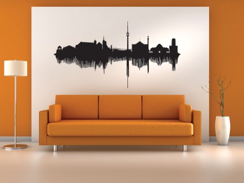 meinKlangbild ® Exklusives Sound Design als Wandtattoo Skyline Stadt Stuttgart Weiss 160 x 84 cm