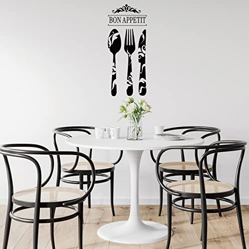 SUPERDANT Küche PVC Wandaufkleber Bon Appetit Vinyl Wandtattoo Geschirr Muster Wandbild Abnehmbar DIY Wanddekor Für Küche Esszimmer Restaurant Dekoration
