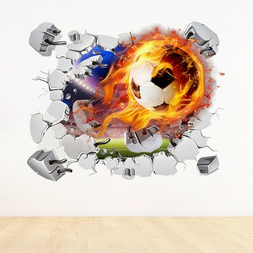 Glamifyr Eine Rolle 3D Wandtattoo Fussball,Wandtattoo Fussball Kinderzimmer Fussball Wandtattoo,Wandtattoo Kinderzimmer Junge Wandsticker Kinderzimmer Jungen 50x40CM Für Schlafzimmer Wohnzimmer