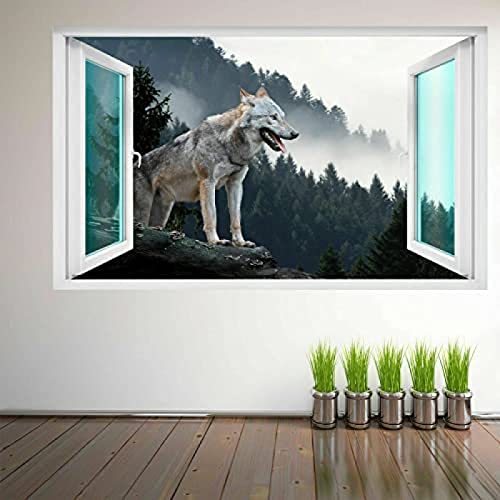 Wolf Mountain 3D Wandkunst Aufkleber Wandtattoo Home Office Decor FP4-50x70 cm
