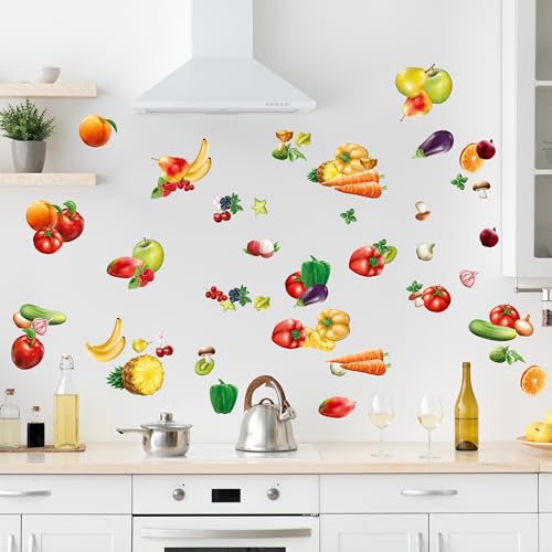 GRAZDesign Wandtattoo Küche Obst und Gemüse Set, Wandaufkleber selbstklebend, beliebig platzierbar 100x57cm