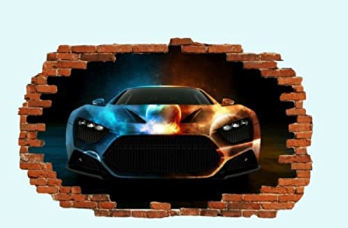 Wandtattoo Poster Sport CAR Planet Reflection 3D Zertrümmerter Wandaufkleber Raumdekoration Aufkleber Wandbild