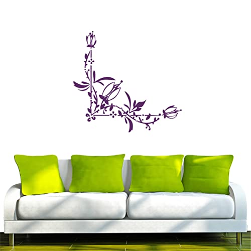 INDIGOS UG Wandtattoo Wandsticker Wandaufkleber Aufkleber f120 wunderschöne Ranke mit Blättchen und Blüten 120x112 cm - violett - Dekoration Küche Bad Büro Hotel