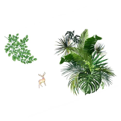 GREENADSCAPE 1 Satz Wandtattoo Hirsch grün Fälschung Spielzimmer- Pflanzen Anlage Dekorationen Hütte Aufkleber Wall Stickers for Room Heimdekoration innen wandtattoo PVC Green