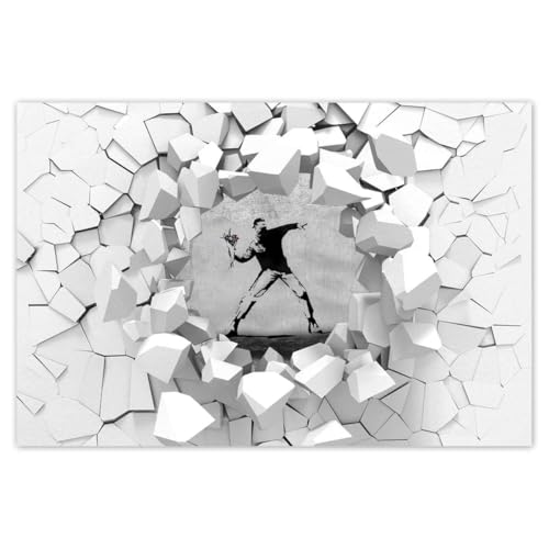 Wandsticker Dekor Foto Aufkleber 60x40cm Blumenwerfer Banksy No.H8123M_WDNS1E