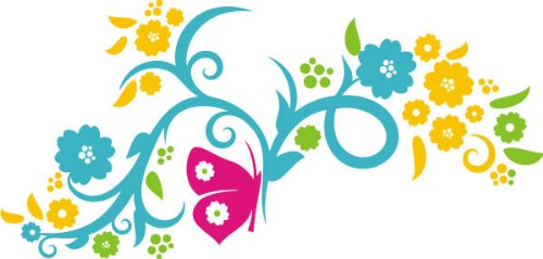 WANDTATTOO DD185 mehrfarbig  Schmetterling auf der Orchidee  96 x 45 cm