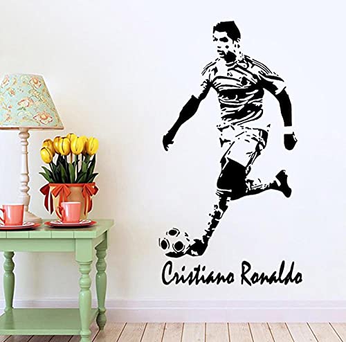 ZYkang Fußballspieler Wandtattoo Ronaldo Fußball Action Player Name Vinyl Wandaufkleber für Kinderzimmer Schlafzimmer Dekoration Wandbild 57x31cm