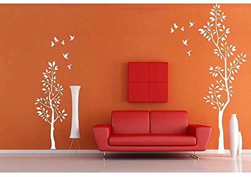 Wandtattoo wandaufkleber Aufkleber Wandsticker wall sticker Wohnzimmer Schlafzimmer Kinderzimmer Kuche Kueche 30 Farben zur Wahl Baum Zweige Blume Vogel wbm13(054 tuerkis, Grosse3:ca.140 Hoch und 75 Hoch )