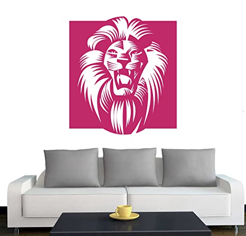 A060 Wandtattoo  Afrika Löwe  65cm x 60cm pink (erhältlich in 40 Farben und 4 Größen)