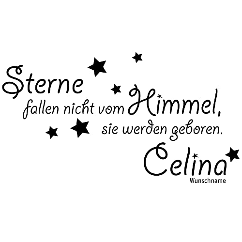GRAZDesign Wandtattoo Kinderzimmer Name mit Spruch | Sterne fallen nicht vom Himmel | Personalisierter Aufkleber für Babyzimmer Junge Mädchen | Sprüche Zur Geburt - 111x57cm / 082 beige