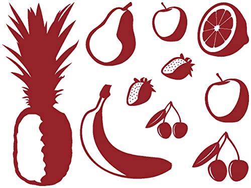 Samunshi® Wandtattoo Küche Obst/Früchte in 6 Größen und 19 Farben (40x30cm dunkelrot)