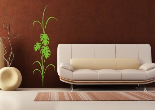 Wandtattooladen Wandtattoo - Gräser mit Palmenblätter Größe:57x180cm Farbe: weiß