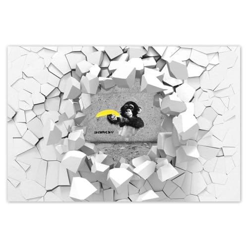 Wandsticker Dekor Foto Aufkleber 60x40cm Banksy Affe Banane Nr. H5655M_WDNS1E