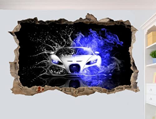 Wandtattoo Poster Super Sport CAR Poster 3D Zertrümmerte Wandaufkleber Raumdekoration Aufkleber Wandbild