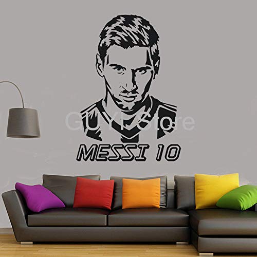 Fußballspieler Kunst Design Wandaufkleber Lionel Messi Poster Wohnkultur DIY Vinyl Fußball Wandtattoo Raumdekoration Wandbild 60x42cm