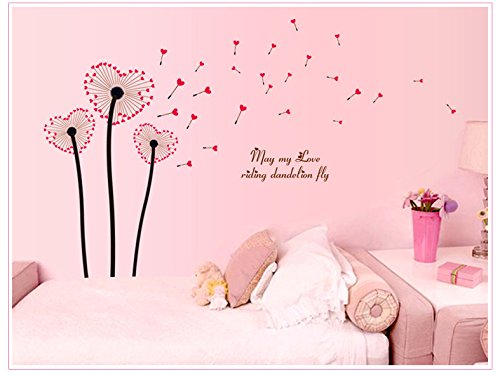 Deco-idea Wandtattoo wandaufkleber wandspruch Herz Pusteblume Herz samen A006