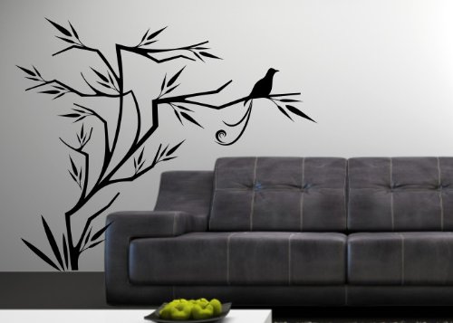 Wandtattooladen Wandtattoo - Baum mit Vogel Größe:160x134cm Farbe: weiß